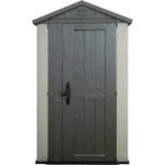 Keter 4x6 Factor Heavy Duty Plastic Garden Shed Beige - Image 2