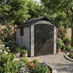 Keter 7.5x9 Premier Heavy Duty Plastic Shed Grey - Image 3