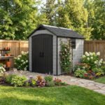 Keter 7.5x9 Premier Heavy Duty Plastic Shed Grey - Image 4