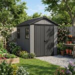 Keter 7'x7.5' Newton Plus Side Entry Plastic Shed Dark Grey - Image 2