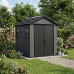 Keter 7'x7.5' Newton Plus Side Entry Plastic Shed Dark Grey - Image 3