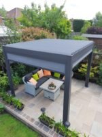 3m x 3m Square Aluminium Louvered Pergola - Grey - Image 14