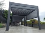 4m x 3m Rectangular Aluminium Louvered Pergola - Grey - Image 3