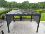 4m x 3m Rectangular Aluminium Louvered Pergola - Grey - Image 2