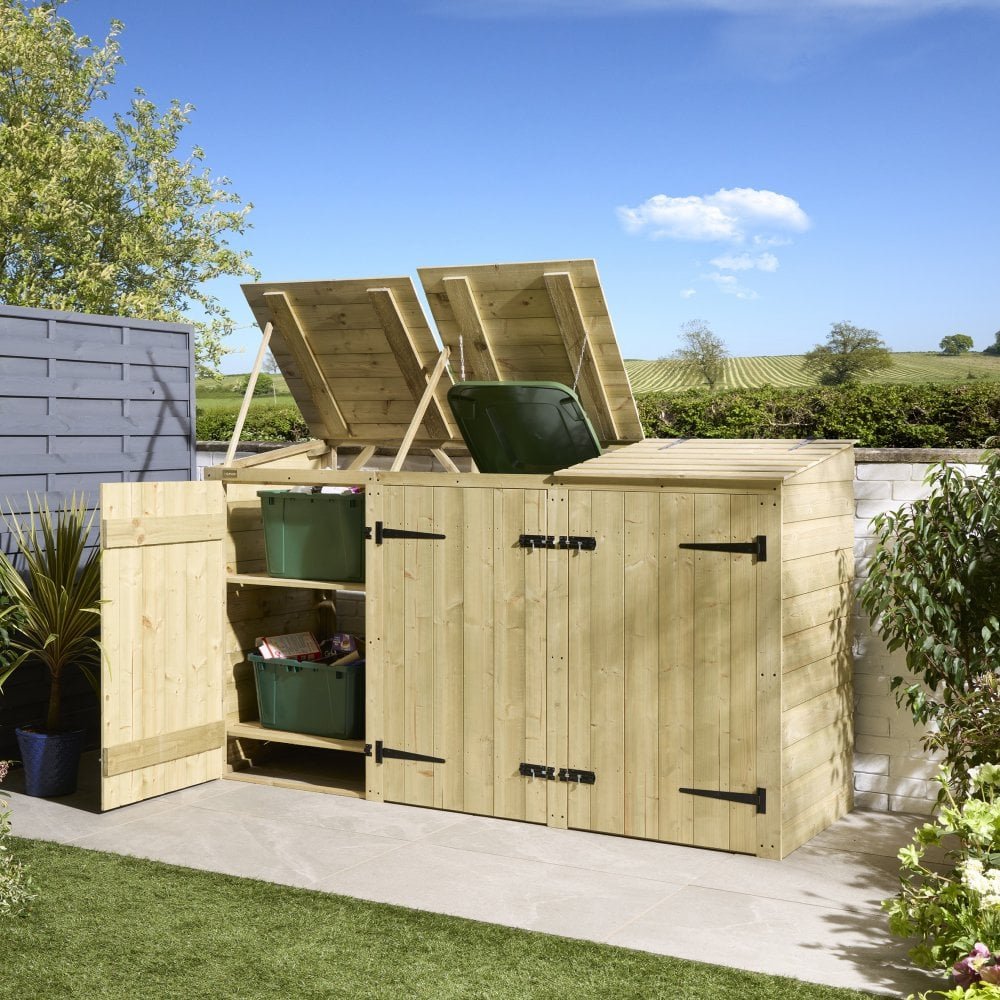 premier-shiplap-double-bin-store-with-box-store-p636-4572_image.jpg Premier Shiplap Double Bin Store With Box Store - Image 1