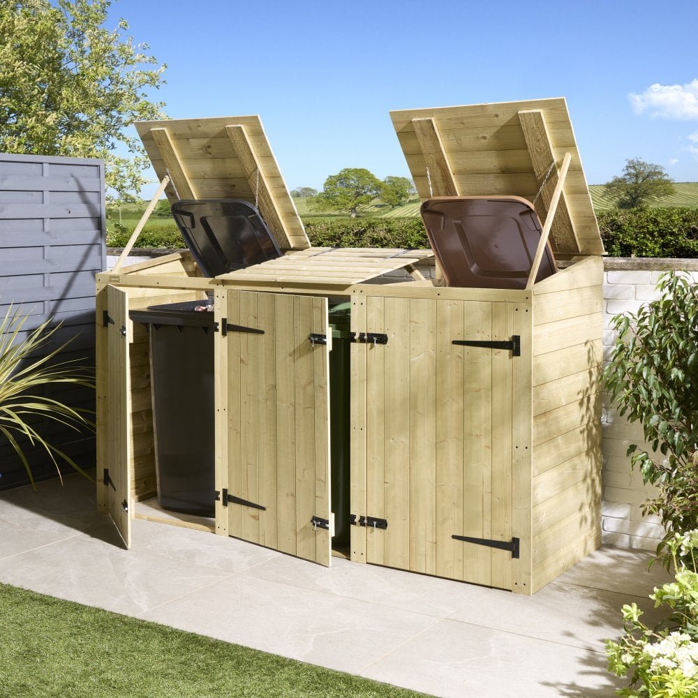 premier-shiplap-triple-bin-store-p632-4542_image.jpg Premier Shiplap Triple Bin Store - Image 1