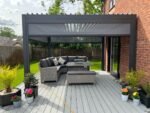 3.6m x 3m Rectangular Aluminium Louvered Pergola - Grey