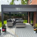 3.6m x 3m Rectangular Aluminium Louvered Pergola - Grey