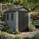 Newton 11’x7.5’ Plus Side Entry Plastic Shed Graphite - Image 3