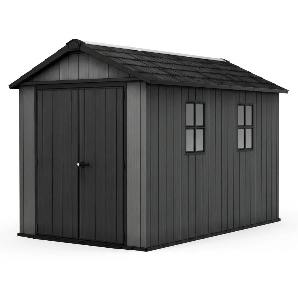 Keter-11x7_5-Newton-Plus-Side-Entry-Plastic-Shed-Graphite.jpg Newton 11’x7.5’ Plus Side Entry Plastic Shed Graphite - Image 1
