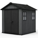 Newton 7’x7.5’ Plus Side Entry Plastic Shed Dark Grey